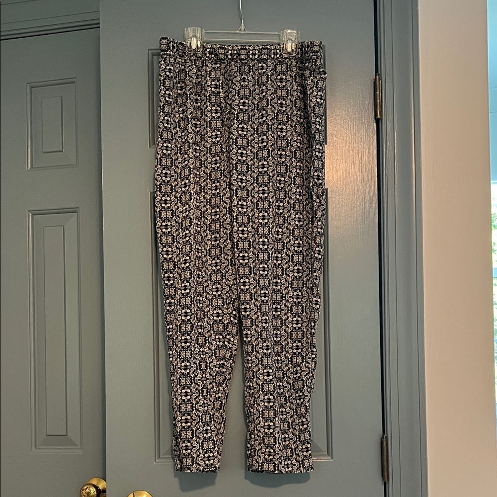 Joe Fresh Black and Cream Patterned Pants